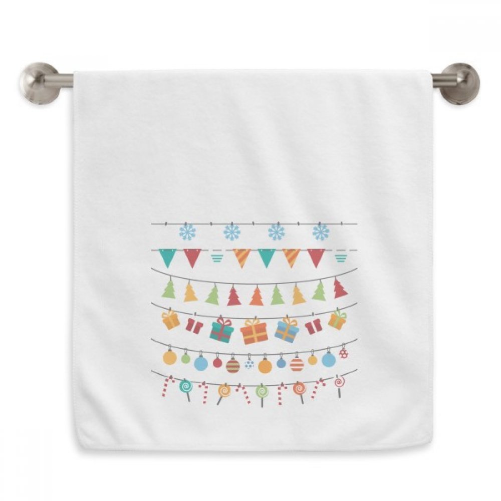 Serviette débarbouillette Joyeux Noël blanche tissu moelleux 13X29 pouces