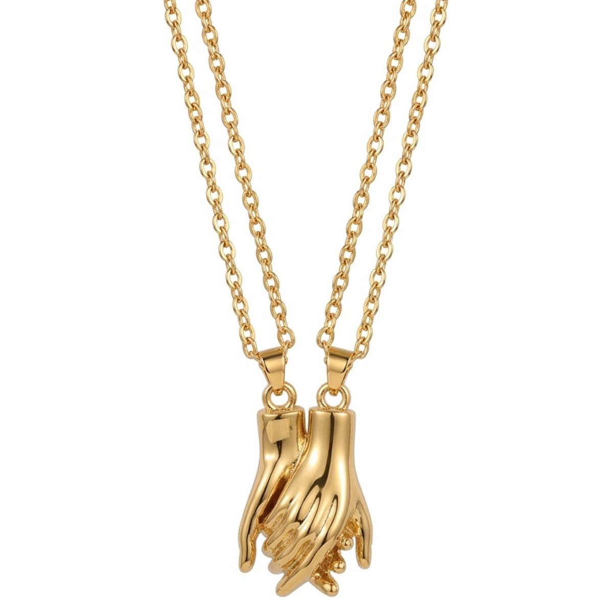 Valentine's Day Gift Lovers Holding Hands Together Forever Matching Couple Magnetic Handshake Pendant Necklaces With Chain For His And Her (NK1055) 1 Set-image-49