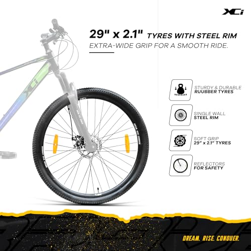 Image of XCi Brave 29T Shimano Geared for Men TUF Shox Front Suspension 21 Speed MTB 29 T (inch) Mountain Cycle Blue
