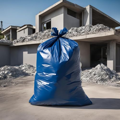 Hepsini 150 Stück Betonsäcke extra starke Müllsäcke 120 Liter reißfest für Bauschutt 70cm x 110cm Mülltüten große Tüte Beutel Big Bag Abfallsäcke Säcke für Gastro, Baustelle 100my Müllbeutel