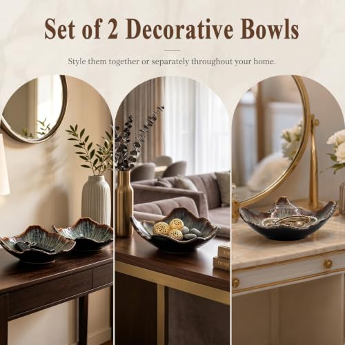 2 Pack 8" Ceramic Decorative Bowls for Keys and Home Decor - Image 4