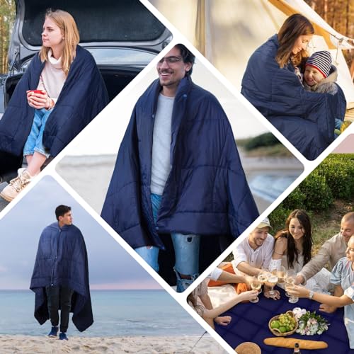 Camping-Blanket-Extra-Large-78-x-55-Outdoor-Windproof-Stadium-Blanket-Thicker-Water-Resistant-Travel-Blanket-Portable-Wearable-Warm-for-Camping-Stadium-Hiking-and-Backpacking-Navy