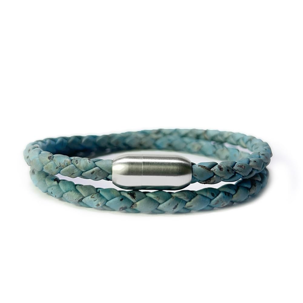 AYAS Dusty Turquoise Blaze Bracelet For Men And Boys (Small) | Premium Natural Cork | Stainless Steel Magnetic Lock | Best Gift For Him (B0CG91XDX2) Amazon Price History, Amazon Price Tracker