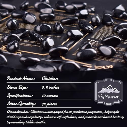 Image of Polished Obsidian Crystals - 72 pcs, 0.5 inch Handpicked Tumbled Gemstones Rocks, Pebbles for Reiki, Chakra, Healing, Home Decor