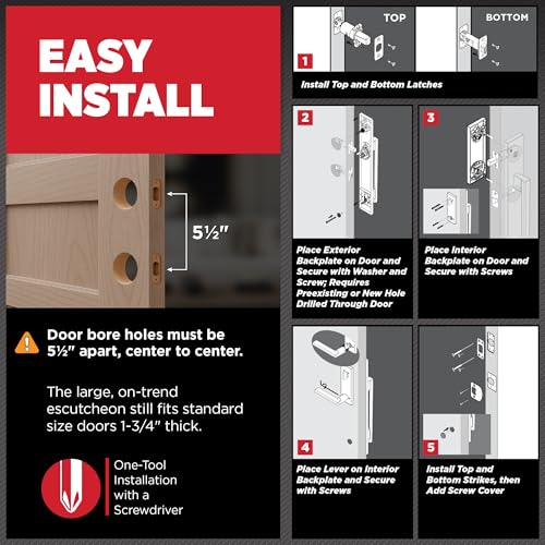 Image of Kwikset Caerus French Double Entry Door and Dummy Handleset Bundle, Matte Black, Exterior with Interior Reversible Handle, SmartKey Re-Key Security, with KwikSlide Technology