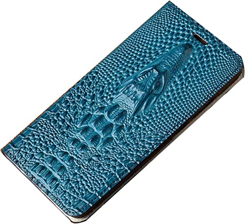 Funda para iPhone 14 Pro Max de piel de vaca azul con tapa elegante