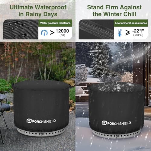Porch Shield Fade Resistant Solo Stove Bonfire Cover - Waterproof Patio Fire Pit Cover Round 22 inch Fits for Small Firepit Solo Stove Bonfire - 5