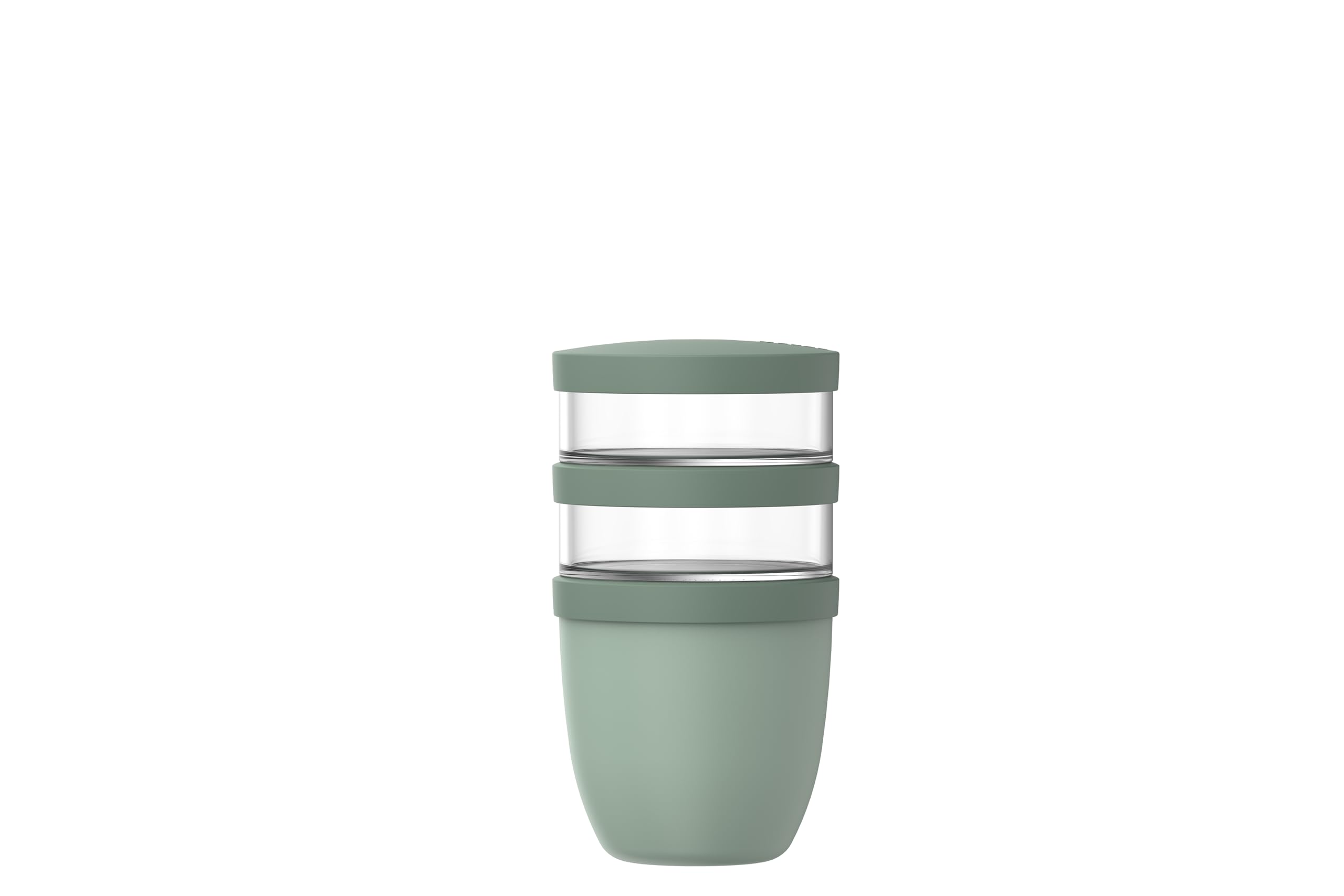 Mepal - Cereal Cups 3 Pieces Ellipse - Cereal Cup to Go - Yoghurt Cup to Go - Space for Snacks and Toppings - Dishwasher Safe - 500 + 200 + 200 ml - Nordic sage