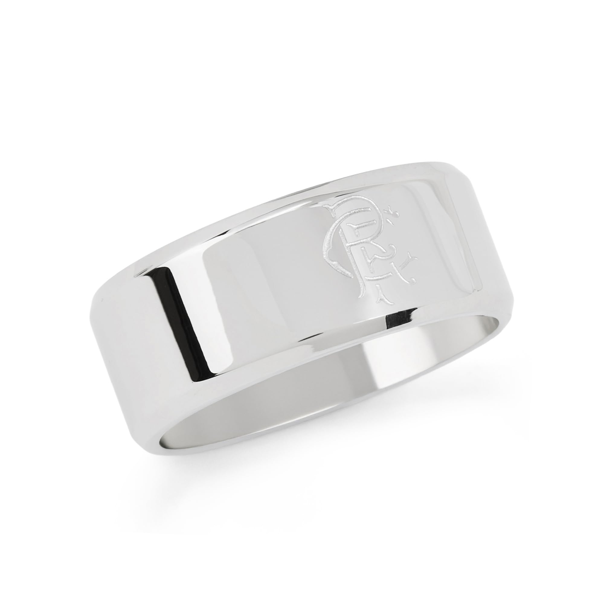 Official Licensed Rangers FC Stainless Steel Crest Band Ring - Small Mens/Unisex Football Gift