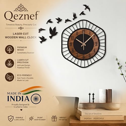 Image of DIY Modern Bird Analog Wall Clock for Hall and Living Room - Silent Non-Ticking Sweep Movement, Stylish Vintage Decorative Wall Watch for Home, Office, and Bedroom 12-Inch Black