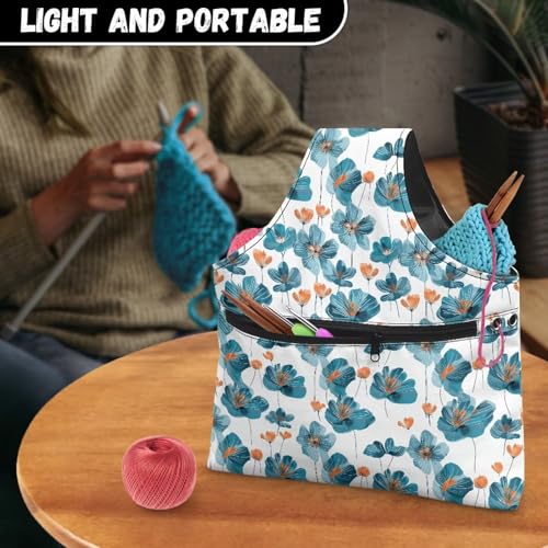 Image of Flower Yarn Bags with Holes for Crochet for Women Knitting Yarn Storage Bag Organizer Large Crochet Organizers and Storage Lightweight Knitting and Crochet Supplies