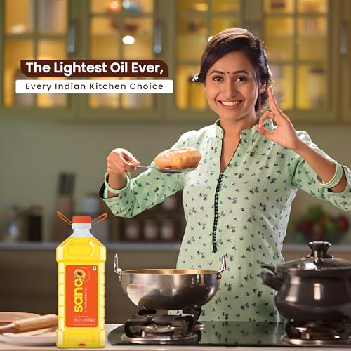Image of sano Sunflower Oil 5 Ltr Pet Bottle Pure, Nutrient Rich Cooking Oil with High Smoke Point Ideal for Frying, Sauteing, and Baking All type of Cuisines|