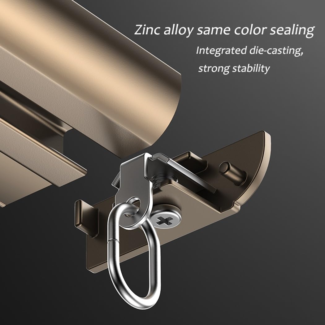 Heavy Duty Ceiling Curtain Track, Smooth Sliding Aluminum Alloy Rail, Easy Install 3.2ft-19.7ft, Champagne Color, 18.0FT/550CM Length for Home & Office Use