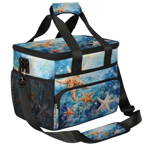 Starfish Insulated Picnic Backpack Lunch Box for Women Men Picnic Basket Tote Lunch Bag Picnic Bag Portable Lunch Bags for Picnic, Beach, Work, Trip,Office, Camp Marine Starfishes