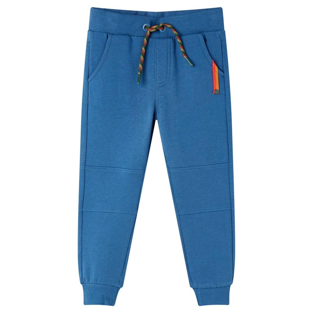 Kinder-Trainingshose Blau Joggerhose mit Kordelzug und Taschen, 50% Baumwolle 50% Polyester, Größe 128 für Jungen und Mädchen, Freizeit- und Sporthose für Schule, Kita