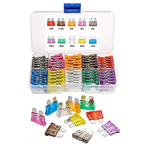 100 pzas Estándar Reemplazo Mini Fusible Cuchilla para Coche Camión Barco Vehículo Casa 2A 3A 5A 7.5 A 10A 15A 20A 25A 30A 35A Surtido Auto Car Truck Estándar Cuchilla Surtido Fusible