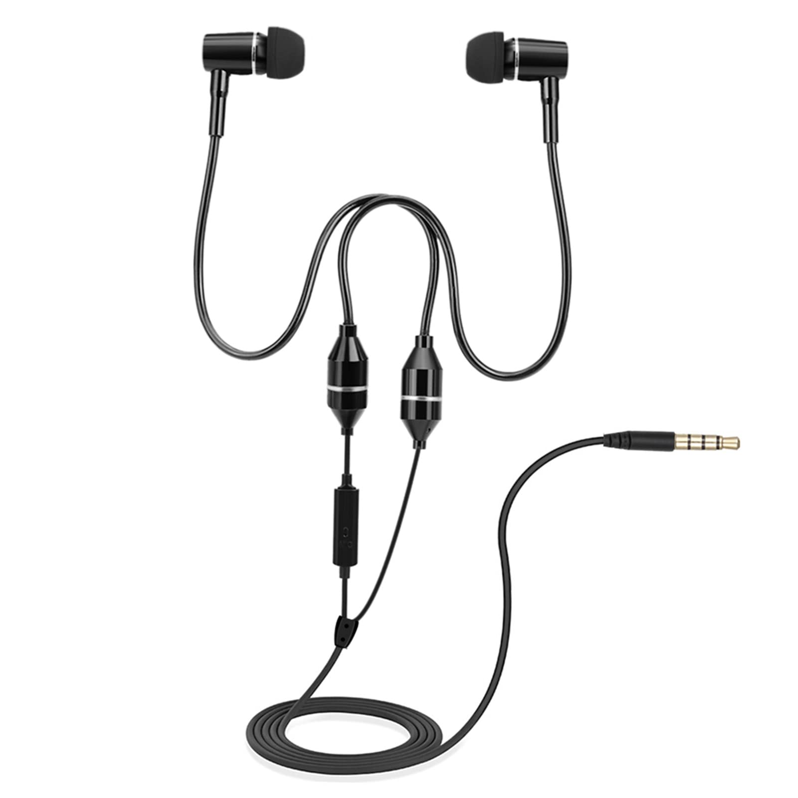 FC12 Casque de Musique Stéréo Tube d'air 3,5 Mm Anti-Rayonnement Écouteurs Intra-Auriculaires sans Rayonnement Réduction du Bruit Contrôle de Ligne avec Micro Noir pour