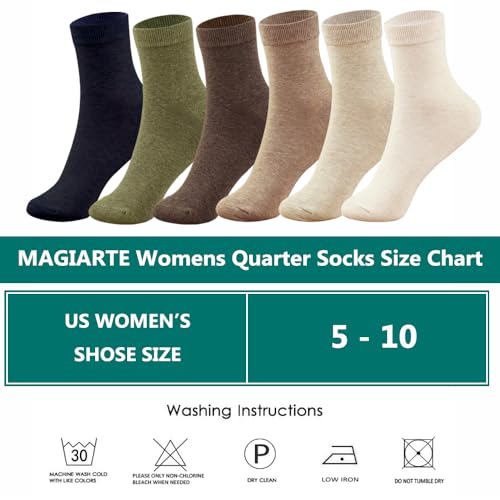 Image of MAGIARTE Womens Mini Crew Cotton Socks,6 Pairs | Anti-pilling Cotton, Casual Athletic, Quarter Calf, Moisture Wicking,Gift box packaging