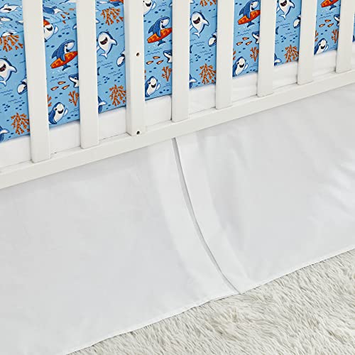 Image of Brandream Ocean Crib Bedding Sets for Boys Or Girls 100% Cotton Sea Fish Coral Shark Whale Print Baby Nursery Blanket Set 3 Pieces, Blue Navy White