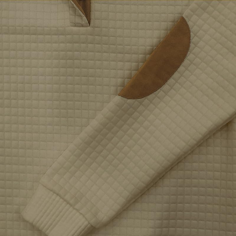 ZOCANIA Mens Henley Sweatshirt Corduroy Sweatshirts Pullover Casual Long Sleeve Stand Collar Button Waffle Jacquard Tops3