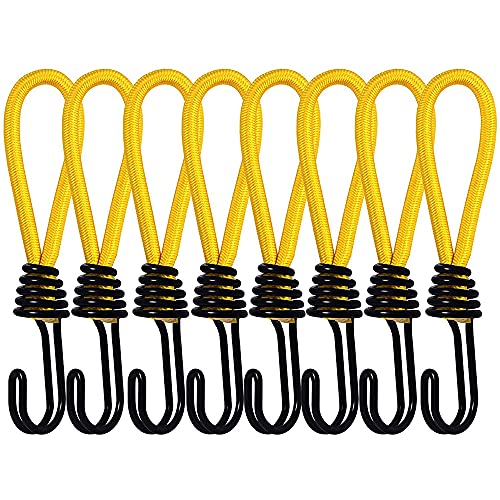 XADMIN 張綱ツインフック ロープ張り ロープフック テントフック ストレッチコード テントアクセサリー キャンプ用 コード ストラップ アウトドア用 イェロー 8本セット