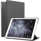 iPad Air 2 Case, ROARTZ Gray Slim Fit Smart Rubber Coated Folio Case Hard Shell Cover Light-Weight Auto Wake/Sleep for Apple iPad Air 2nd Generation A1566/A1567 Retina Display