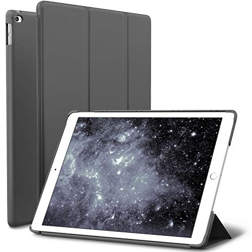 iPad Air 2 Case, ROARTZ Gray Slim Fit Smart Rubber Coated Folio Case Hard Shell Cover Light-Weight Auto Wake/Sleep for Apple iPad Air 2nd Generation A1566/A1567 Retina Display