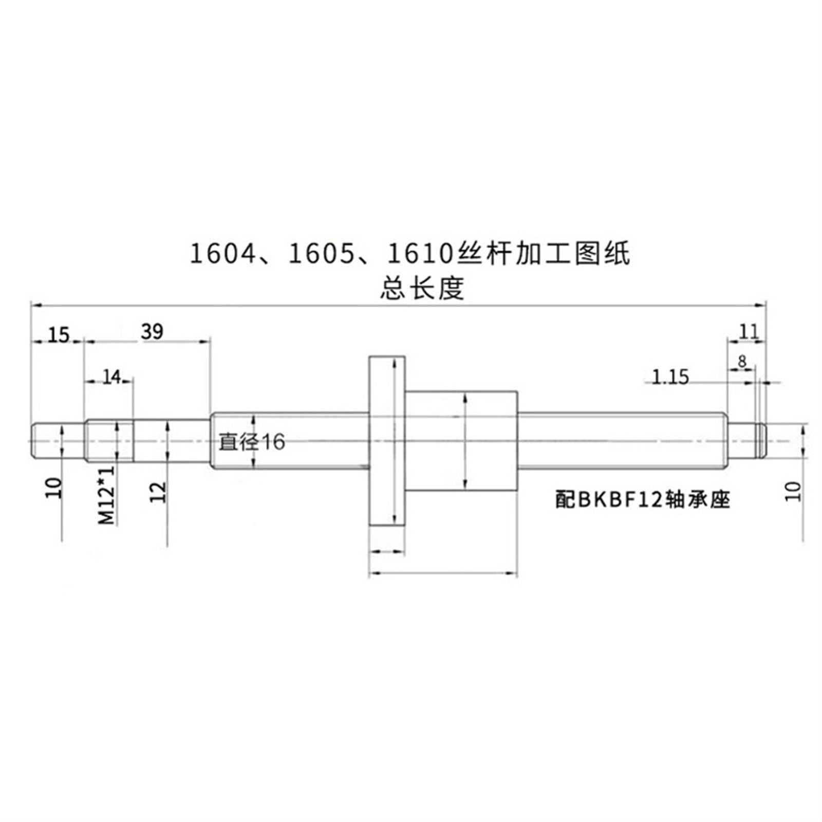 Metal Ball Screw nut end Processing Ball Screw SFU1610 200 250 300 350 400 450 500 550 600 650 700 750 800mm C7 Roller Screw with Single Ball Nut Endmachined(500mm)