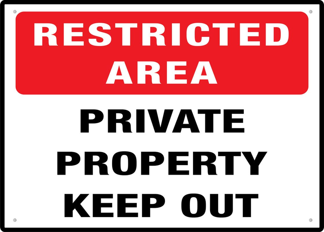 Restricted Area Private Property Keep Out Aluminum Metal Sign 12"x8" UV Ink Printed For Home/Business Use