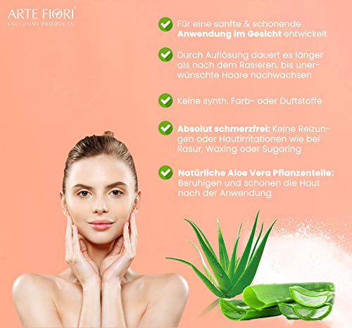 50g Capillum AMOVE ShaveLess Gesicht & Lippen schmerzfreies Enthaarungscreme Pulver - Frauen ohne Rasur für sensible Haut ohne Zusatzstoffe - Image 3