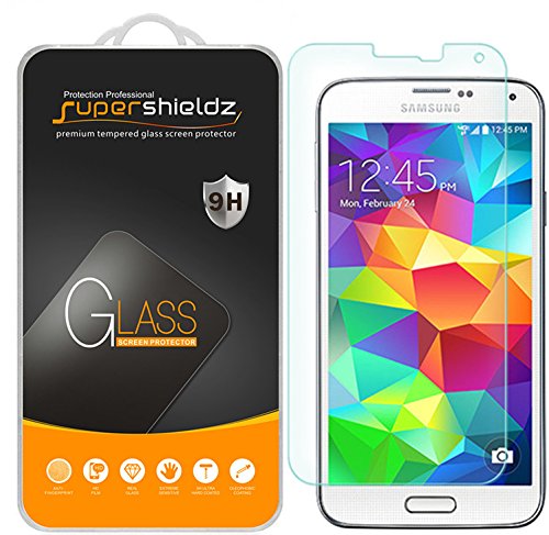 Supershieldz Designed for Samsung Galaxy S5 Tempered Glass Screen Protector, Anti Scratch, Bubble Free