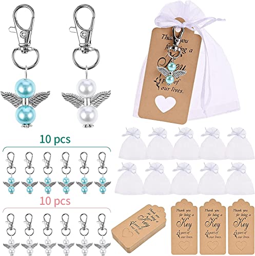 Fabu 60pcs Boda Bautizo Colgante Llavero, Boda Colgante con etiquetas y bolsas de organza,Llave Plateada Abridor Regalos y Recuerdos de Bodas, Bautizos, Partido, Navidad Cover