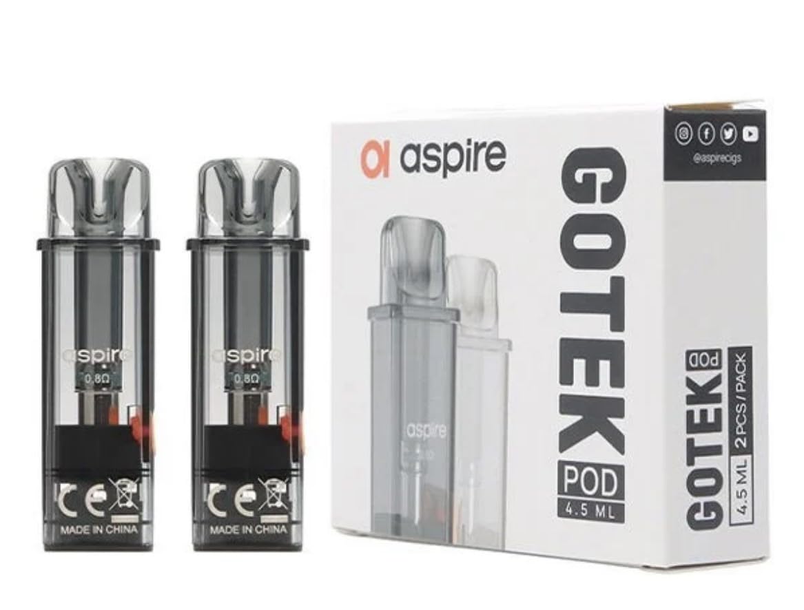 Gotek X Aspire Vape Pods 4.5ml (Large - 0.8 OHM) - Replacement Pods and Coils for Gotex Vapes - Pack of 2, No Nicotine