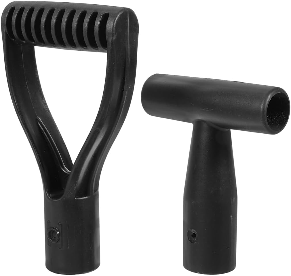 Abaodam 2pcs Shovel Replacement Handle Set, 38mm Inner Diameter Plastic Spade D Grip and T Shape Handles Combo, Heavy Duty Garden Tool Attachments for Digging Raking
