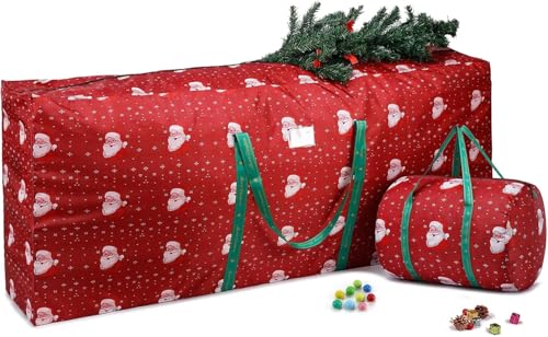 Bolsa de almacenamiento para árbol de Navidad para árbol artificial de 9 pies, impermeable, grande, desmontada, bolsa de lona para árbol de Navidad de 7.5 pies, bolsa de lona montada XL con bolsa de