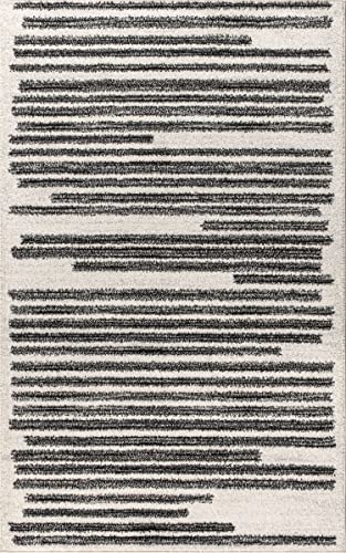 Tapete decorativo Eyely Berber Stripe 120x93 cm crema y negro miniatura 3
