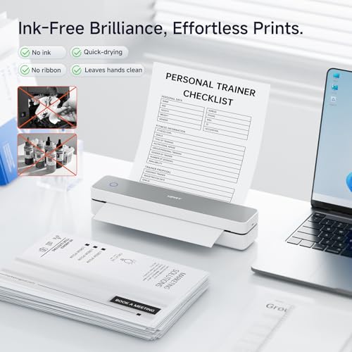 Image of HPRT Portable Thermal Printer-Inkless Printer, Supports Thermal Paper&Labels, Multi-User Bluetooth, Compatible with iOS /Android /Laptop for Home /School /Travel,MT610 Pro White-300dpi&200Sheets&Case Kit