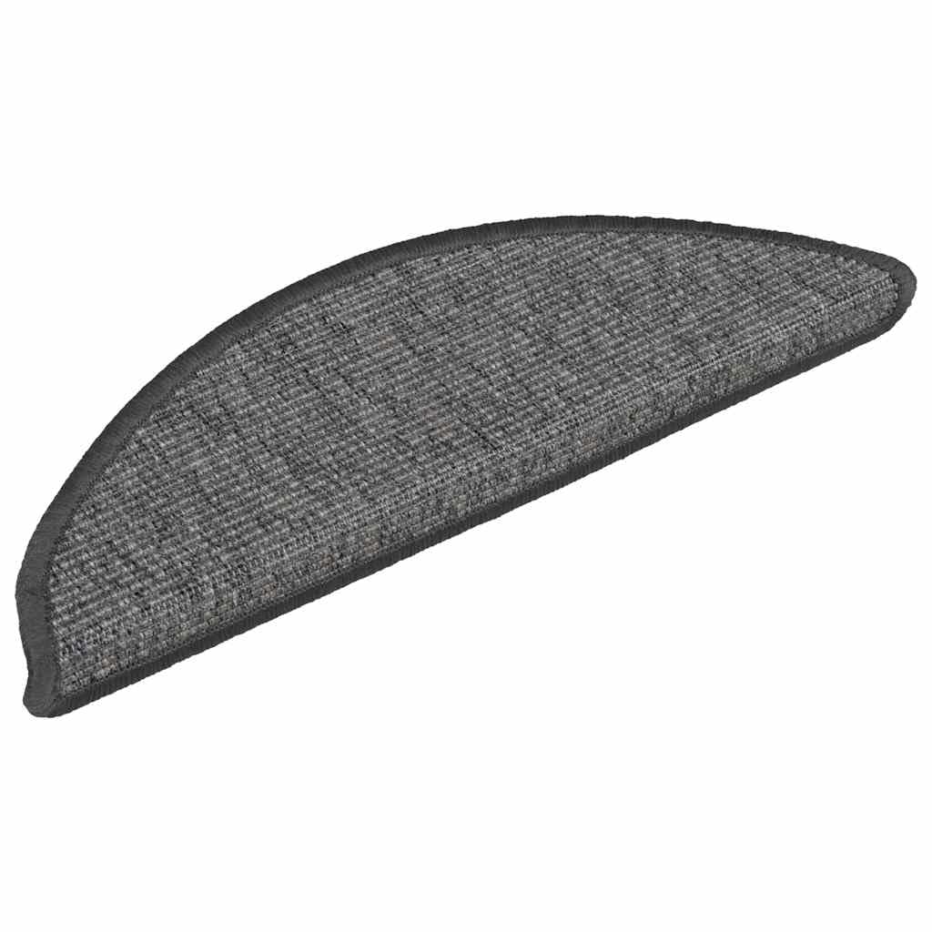 Stufenmatten 15 Stück 56x17x3 cm Beige und Grau Halbrund Treppenstufen Matten, Teppich Innen für Treppen, rutschfest Stufenmatten Treppenteppich