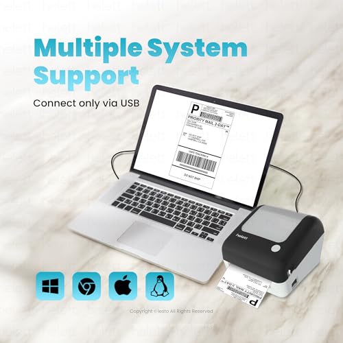 Image of Helett H30CPro Wireless(Bluetooth+USB)Thermal Label Printer with Inbuilt Paper Holder Compartment|4*6 Shipping Label &Barcode Label|203Dpi Resolution|152mm /s Speed|Connect Windows,Mac(1Year Warranty)