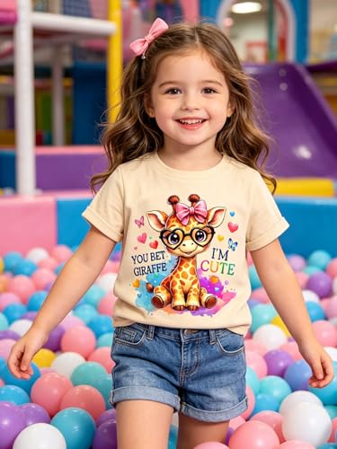 Image of Funnycokid Little Girls T Shirt for Toddler 3-7 Years Kids Tee Graphic Short Sleeve Clothes Tops