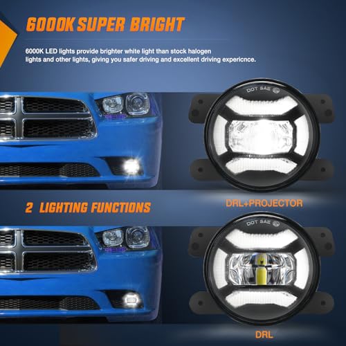Image of Nilight 4 Inch LED Fog Light Assembly Compatible with 2007 2008 2009 2010 2011 2012 2013 2014 2015 2016 2017 2018 Jeep Wrangler JK TJ LJ with DRL Driving Off Road Clear