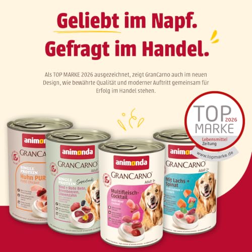 animonda GranCarno Hunde Nassfutter Single Protein Rind pur (6 x 400g)