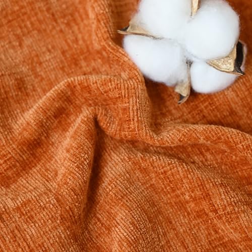 Image of CaliTime Fall Throw Pillow Covers Decorative 20 X 26 Inches Pack of 2 Cozy Chenille Standard Pillow Shams Cases for Couch Sofa Bed Living Room Home Burnt Orange