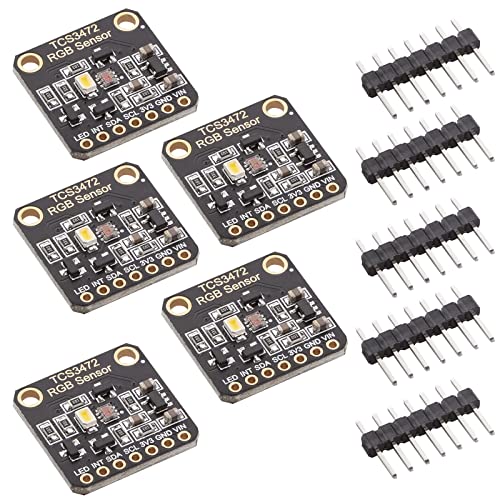 AZDelivery 5 x TCS34725 Filtro infrarrojo de baja potencia, sensor de color RGB, kit de bricolaje, placa de circuito electrónico, módulo de alta sensibilidad, compatible con Arduino