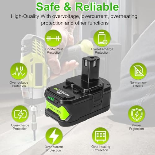 2 Pack 6000mAh 18V Lithium Battery Compatible with Ryobi 18V ONE+ Cordless Power Tools, Fits P102 P103 P104 P105 P107 P108 P109 - 2