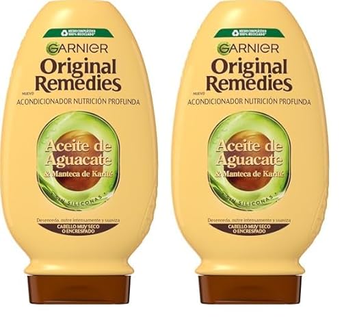 Garnier Revitalisant à l'huile d'avocat et au beurre de karité Original Remedies pour cheveux rebelles et crépus 250 ml (Lot de 2)