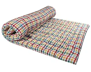 Deevine Craft Large Soft Cotton Multicolor Foldable Rollable Cotton Mattress (5X6 ft 5 KG)