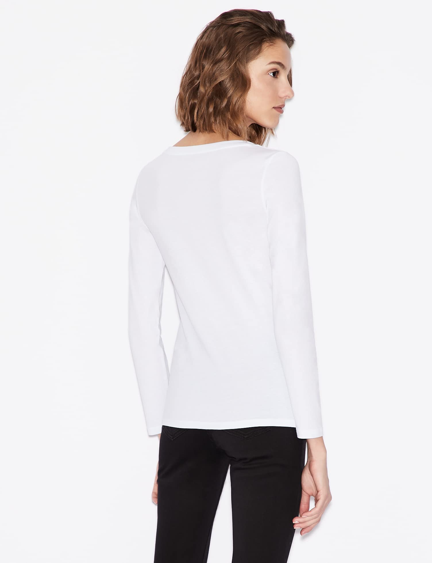 Armani Exchange Logo LS Maglietta a Maniche Lunghe Donna (Pacco da 1)