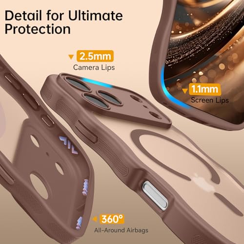 Image of YINLAI for iPhone 17 Pro Max Case 6.9-inch [Compatible with MagSafe] [Soft Silicone] [Curly Wave] [Anti-Fingerprint] [Full Body Military Shockproof], Brown