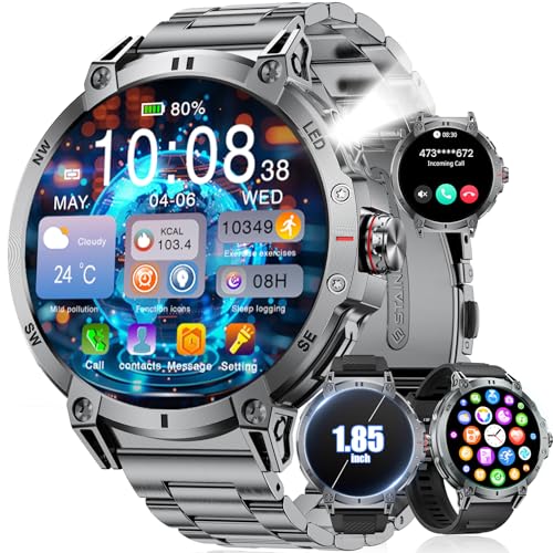 SUNKTA 1,85″ HD Smartwatch für Herren für iOS Android 800 mAh...